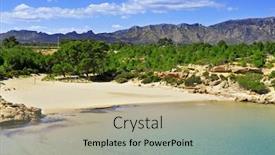  Presentation with beach - Theme consisting of view-of-cala-forn-beach background and a mint green colored foreground