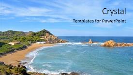  Presentation with spain - Colorful PPT theme enhanced with view of cala pregonda beach in menorca balearic islands spain backdrop and a light blue colored foreground