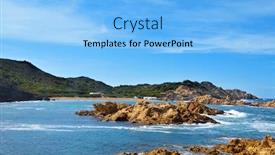  Presentation with beach - Slide deck featuring view-of-cala-pregonda-beach background and a light blue colored foreground