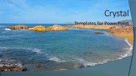  Presentation with beach - Theme having view-of-cala-pregonda-beach background and a light blue colored foreground