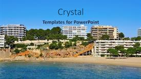  Presentation with spain - Presentation design having view-of-capellans-beach background and a light blue colored foreground
