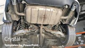  Presentation with lift - Amazing PPT theme having view-of-car-undercarriage backdrop and a gray colored foreground