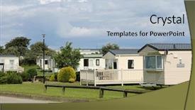  Presentation with trailer park - Presentation design having view of caravan trailer park background and a light blue colored foreground