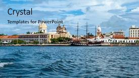  Presentation with cartagena colombia - Colorful slide deck enhanced with view of cartagena de indias backdrop and a light blue colored foreground