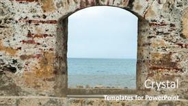  Presentation with cartagena colombia - PPT theme having view-of-cartagena-de-indias background and a coral colored foreground