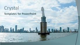 Presentation with cartagena colombia - Theme with view-of-cartagena-de-indias background and a sky blue colored foreground