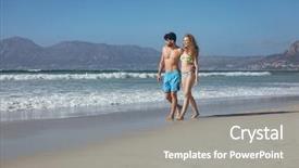  Presentation with walking - Slide set enhanced with view of caucasian couple walk background and a gray colored foreground