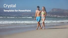  Presentation with annual day around the world - Amazing presentation design having view of caucasian couple walk backdrop and a teal colored foreground