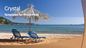  Presentation with sunset beach - Beautiful PPT theme featuring view of chairs and closed backdrop and a  colored foreground