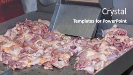  Presentation with production line - Presentation theme featuring view of chicken machines on the production line in an abattoir in botswana background and a gray colored foreground