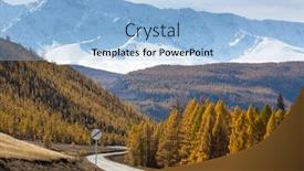  Presentation with mountain view - Audience pleasing theme consisting of view-of-chuysky-trakt backdrop and a light blue colored foreground