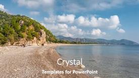  Presentation with beach - Audience pleasing slide deck consisting of view-of-cirali-olympos-beach backdrop and a coral colored foreground