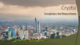  Presentation with rainy day - Theme having view-of-city-of-bogota background and a soft green colored foreground