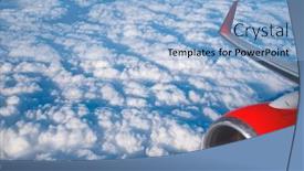  Presentation with plane - Beautiful slides featuring view-of-clouds-and-wing backdrop and a light blue colored foreground