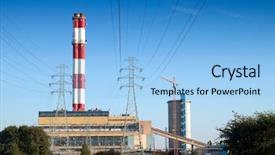  Presentation with coal power plant - Presentation theme enhanced with view of coal power plant background and a light blue colored foreground