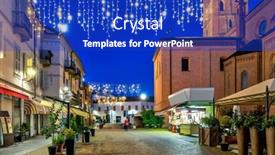  Presentation with street lights - Theme consisting of view-of-cobblestone-street background and a royal blue colored foreground