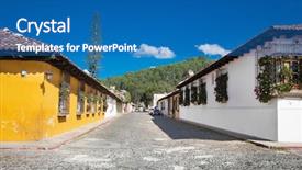  Presentation with city buildings - Slide deck featuring view of colonial buildings background and a teal colored foreground