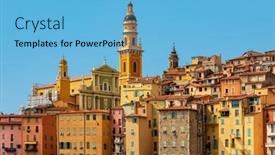  Presentation with saint - Amazing presentation theme having view-of-colorful-houses backdrop and a light blue colored foreground