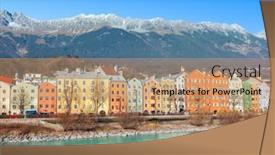  Presentation with buildings - Presentation theme consisting of view-of-colourful-buildings background and a coral colored foreground