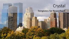  Presentation with columbus - Beautiful presentation theme featuring columbus circle office buildings backdrop and a light gray colored foreground