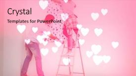  Presentation with healthy workplace full length side view - PPT layouts consisting of view of couple applying wall background and a  colored foreground