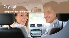  Presentation with driving - Colorful presentation theme enhanced with view of couple driving car backdrop and a coral colored foreground