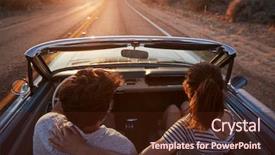  Presentation with classic car - Audience pleasing PPT theme consisting of view of couple on road backdrop and a wine colored foreground