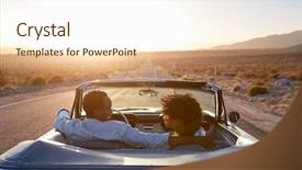  Presentation with classic car - Slide set with view of couple on road background and a cream colored foreground