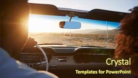  Presentation with classic car - Colorful presentation design enhanced with view of couple on road backdrop and a wine colored foreground
