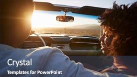  Presentation with classic car - Amazing presentation design having view of couple on road backdrop and a ocean colored foreground