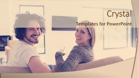  Presentation with luxury nature couple - Cool new PPT layouts with view of couple watching television backdrop and a lemonade colored foreground