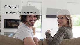  Presentation with television watching - Slides enhanced with view of couple watching television background and a light gray colored foreground