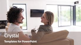  Presentation with luxury nature couple - Slide deck having view of couple watching television background and a  colored foreground