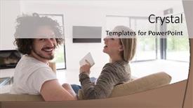  Presentation with television watching - Slides with view of couple watching television background and a  colored foreground