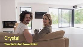  Presentation with television watching - Slides enhanced with view of couple watching television background and a tawny brown colored foreground