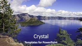 Presentation with wizard - Colorful PPT layouts enhanced with view of crater lake in oregon looking towards wizard island backdrop and a navy blue colored foreground