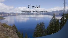  Presentation with volcano - Audience pleasing presentation design consisting of view of crater lake the caldera left after an ancient volcano in oregon backdrop and a light blue colored foreground