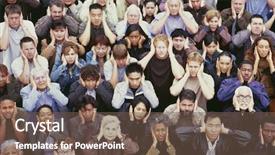  Presentation with crowd - Slide deck with footpath in bangkok thailand background and a dark gray colored foreground