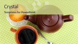  Presentation with high tea - Beautiful slides featuring view of cup of tea backdrop and a soft green colored foreground