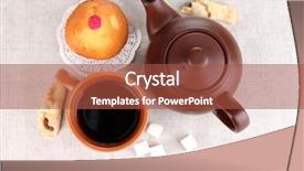  Presentation with tablecloths - PPT layouts featuring view of cup of tea background and a red colored foreground
