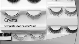  Presentation with eyelashes - Amazing slide deck having view of curler with false backdrop and a light gray colored foreground