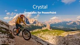  Presentation with mountain bike - Amazing PPT layouts having view-of-cyclist-riding-mountain backdrop and a teal colored foreground