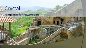  Presentation with kakheti - Colorful theme enhanced with david gareja gareji cave monastery backdrop and a sky blue colored foreground