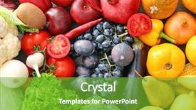  Presentation with delicious cakes pastry fruit - Slide deck featuring view of delicious ripe fruits background and a shamrock green colored foreground