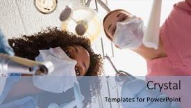  Presentation with dental assistant - Slide set featuring view of dentist and dental background and a light blue colored foreground