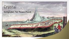  Presentation with engraving - Presentation design having view-of-derbent-vintage-engraving background and a light gray colored foreground