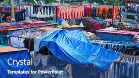  Presentation with laundromat - Beautiful slide deck featuring view-of-dhobi-ghat-mahalaxmi backdrop and a ocean colored foreground