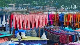  Presentation with laundromat - Colorful slide set enhanced with view-of-dhobi-ghat-mahalaxmi backdrop and a ocean colored foreground