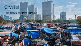  Presentation with laundromat - Slide deck having view-of-dhobi-ghat-mahalaxmi background and a light blue colored foreground