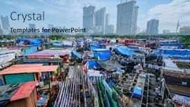  Presentation with laundromat - Slides with view-of-dhobi-ghat-mahalaxmi background and a light blue colored foreground